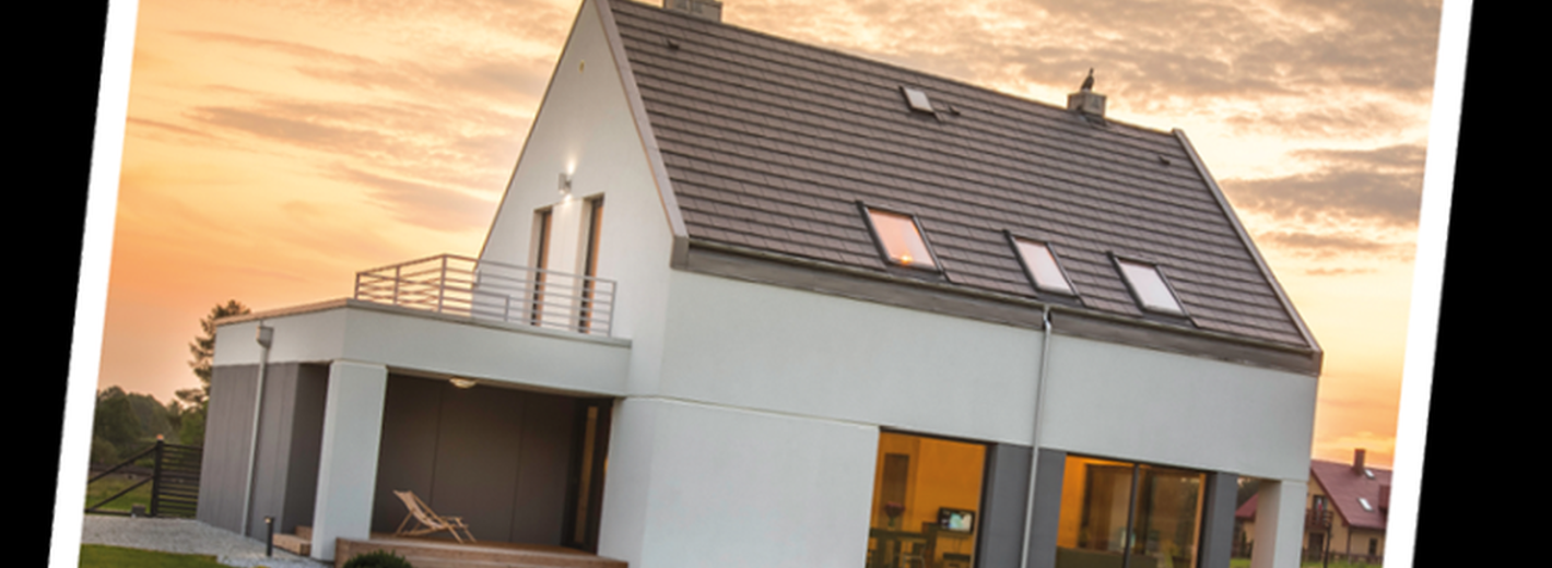 Einfamilienhaus im Sonnenuntergang