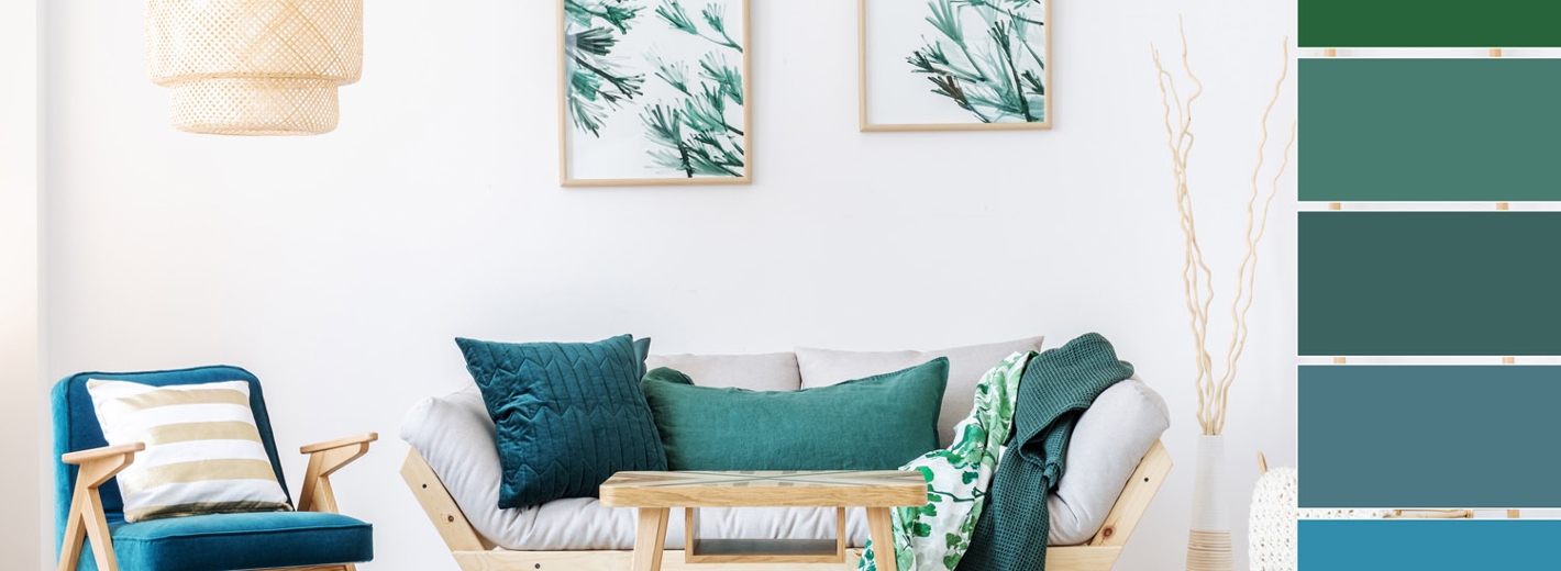 Grüne Farbtupfer im Wohnzimmer