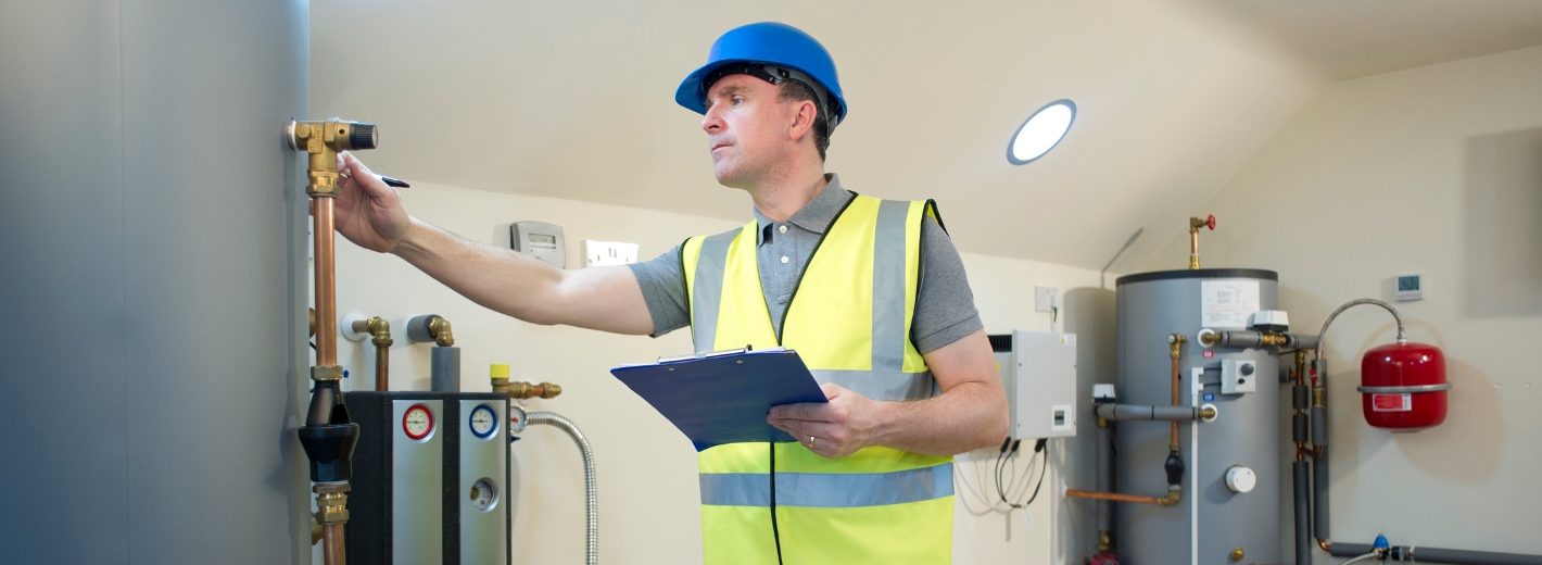 Facharbeiter wartet Solartherme