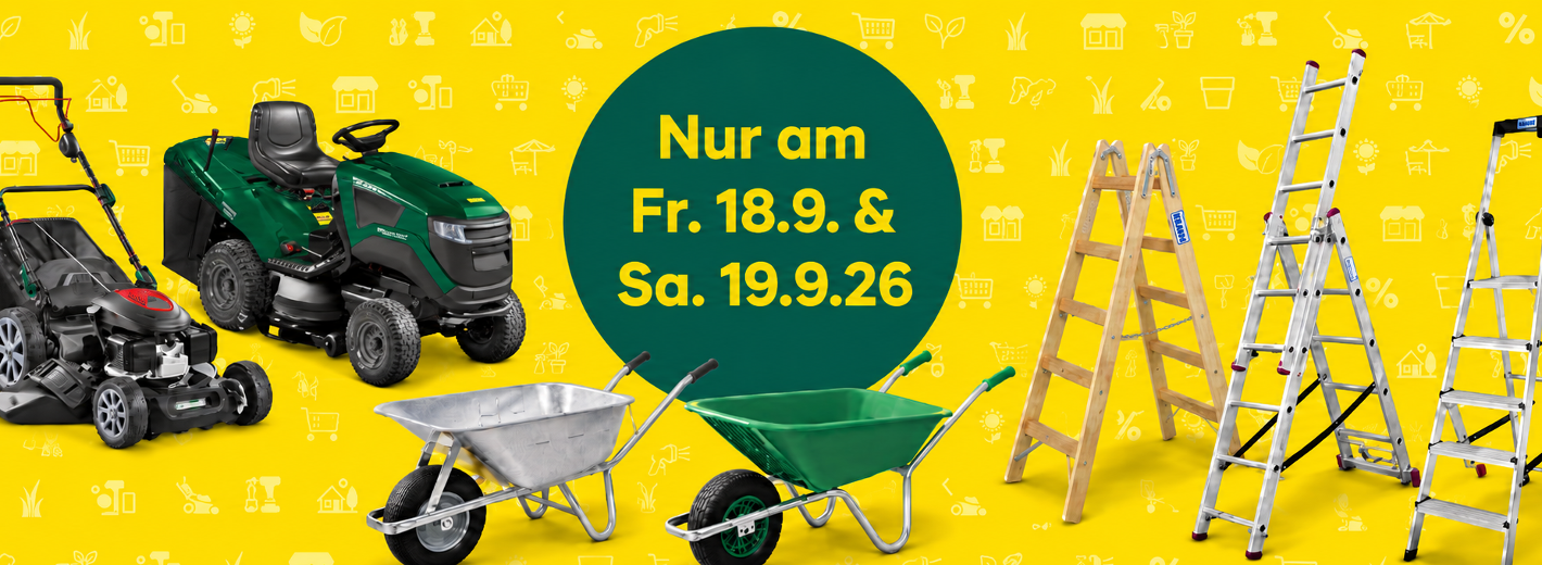 WGR Aktion Rasenmäher, Scheibtruhen, Leitern