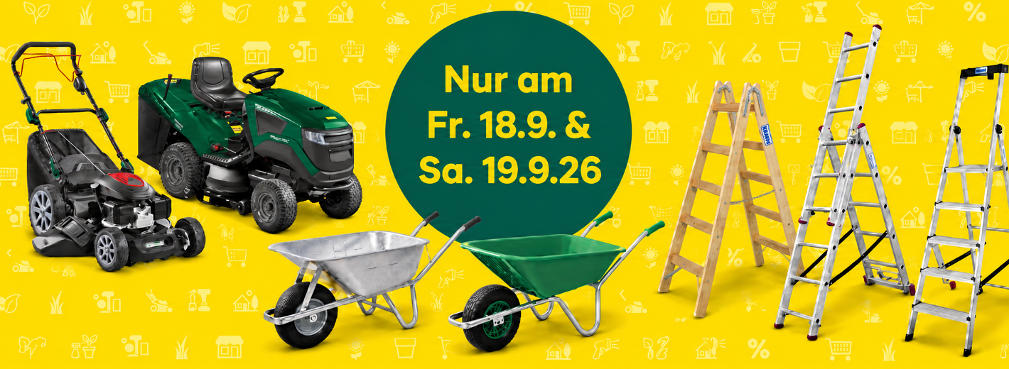 WGR Aktion Rasenmäher, Scheibtruhen, Leitern