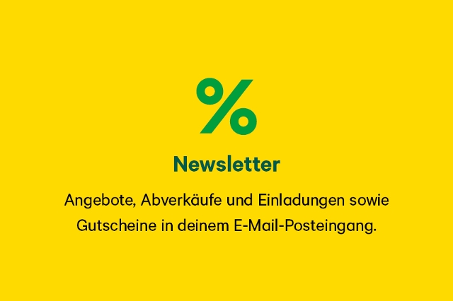 Angebote, Abverkäufe und Einladungen sowie  Gutscheine in deinem E-Mail-Posteingang.