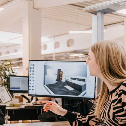 Fliesen Beratungsgespräch mit 3D-Planung