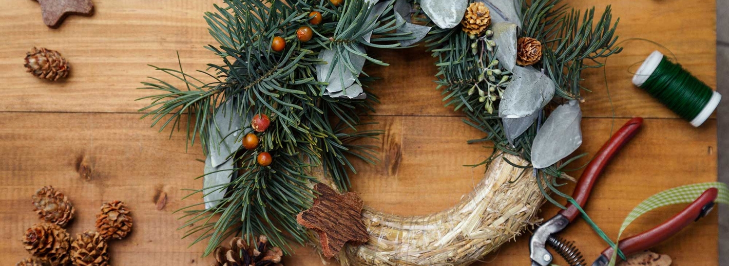Adventkranz binden Eukalyptus