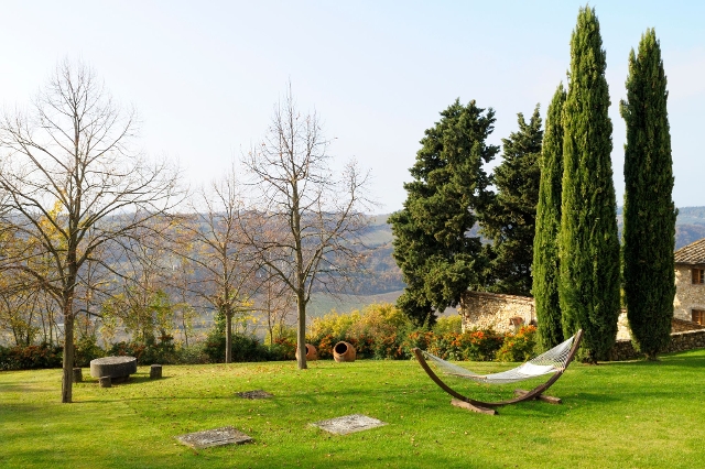Zypressen und andere Gehölze im mediterranen Garten