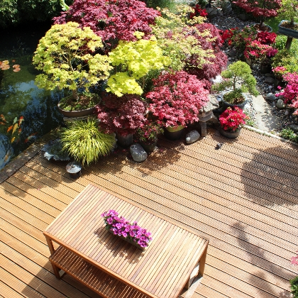 Terrasse in asiatischem Garten
