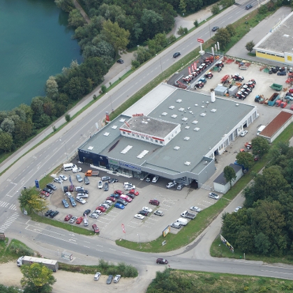 Luftaufnahme der Lagerhaus Autocenter St. Pölten