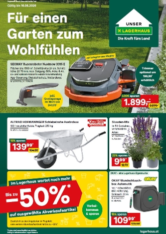 Titelbild mit Rasenroboter auf dem Lagerhaus Flugblatt August Anfang 2026